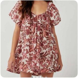 Free People Floral Mini Dress - Pink and White